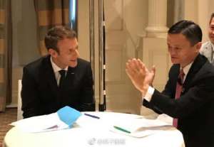 法国总统马克龙来华访问与马云领衔的中国企业家们会面